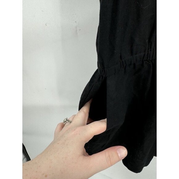 J. Crew Romper Women XS Black Linen Lyocell Blend Scalloped Minimalist Modern - Picture 5 of 9